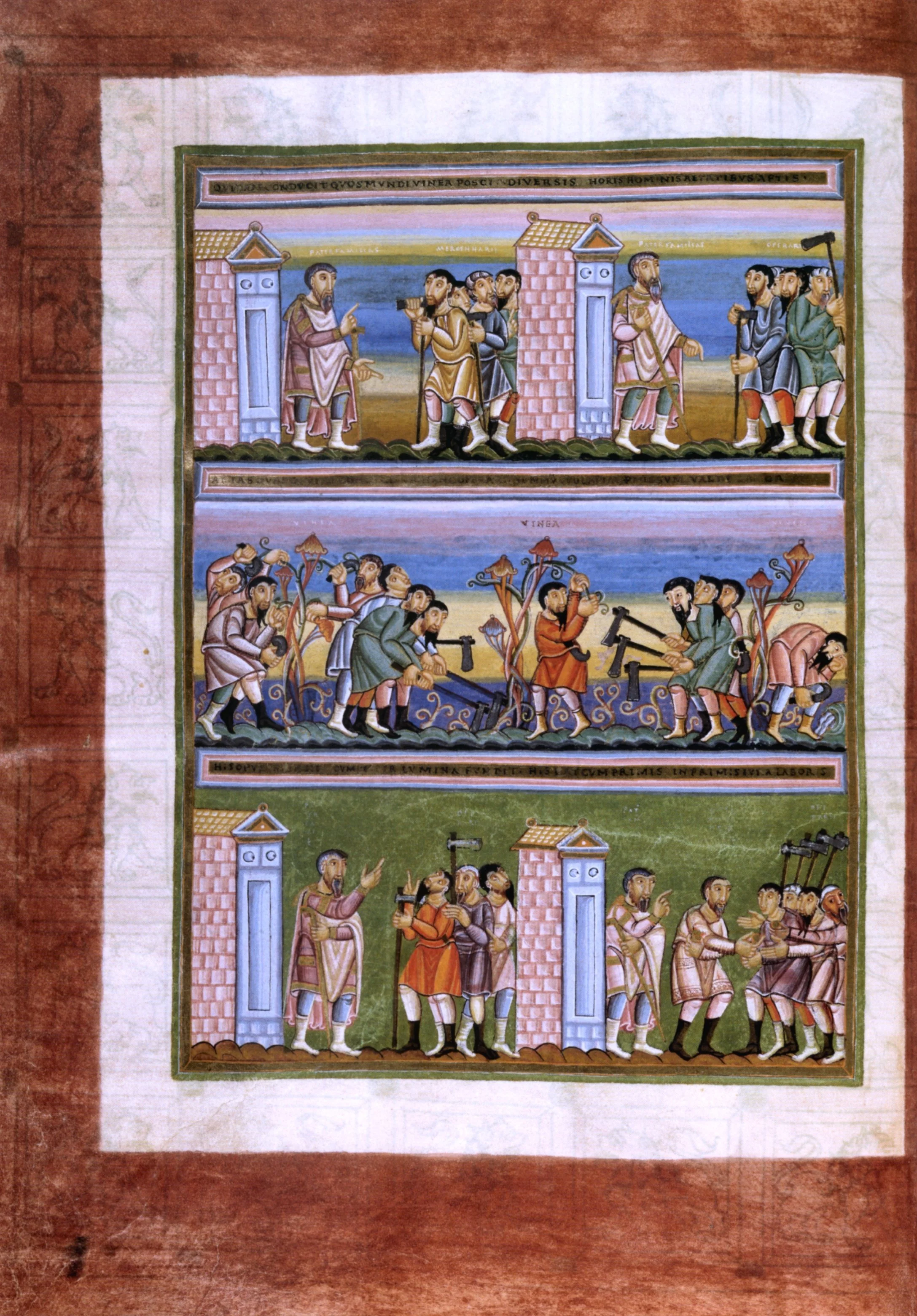  “Parable of the Workers in the Vineyard” (11th century), Codex Aureus Epternacensis, fol. 76f 